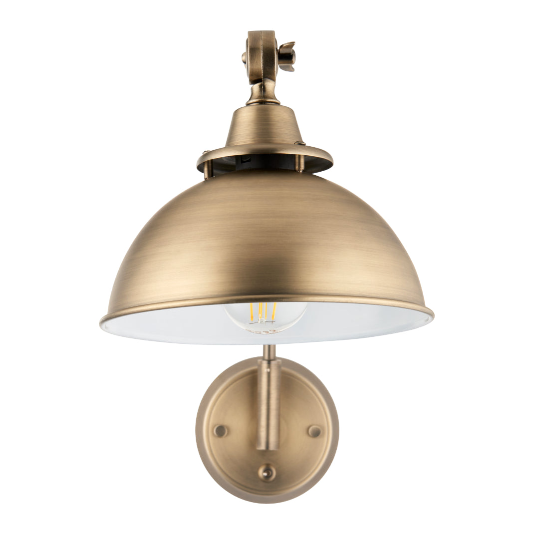 Madison Adjustable Antique Brass Wall Light - White Bear Furnishings