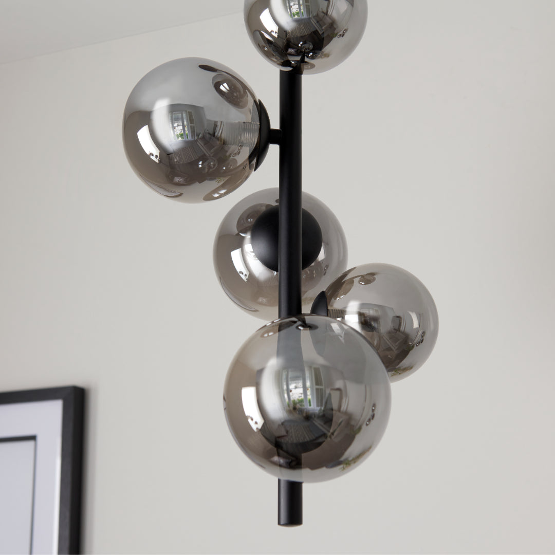 Reeko 5 Light Matte Black Ceiling Pendant - White Bear Furnishings