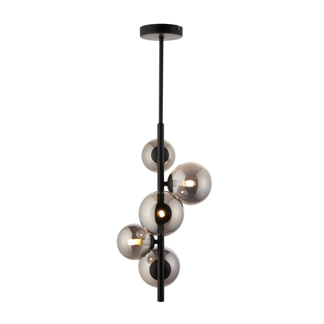 Reeko 5 Light Matte Black Ceiling Pendant - White Bear Furnishings