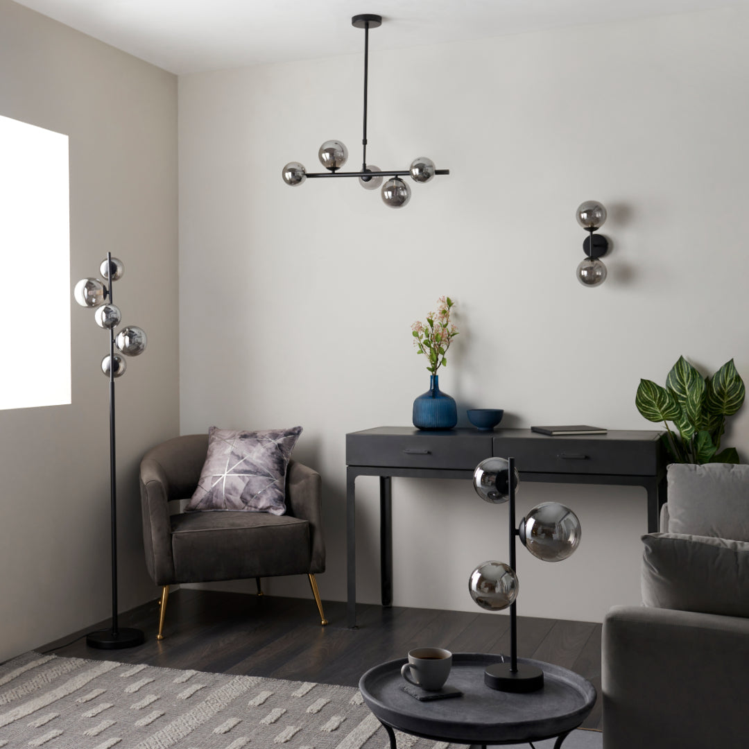 Reeko 5 Light Matte Black Ceiling Pendant - White Bear Furnishings