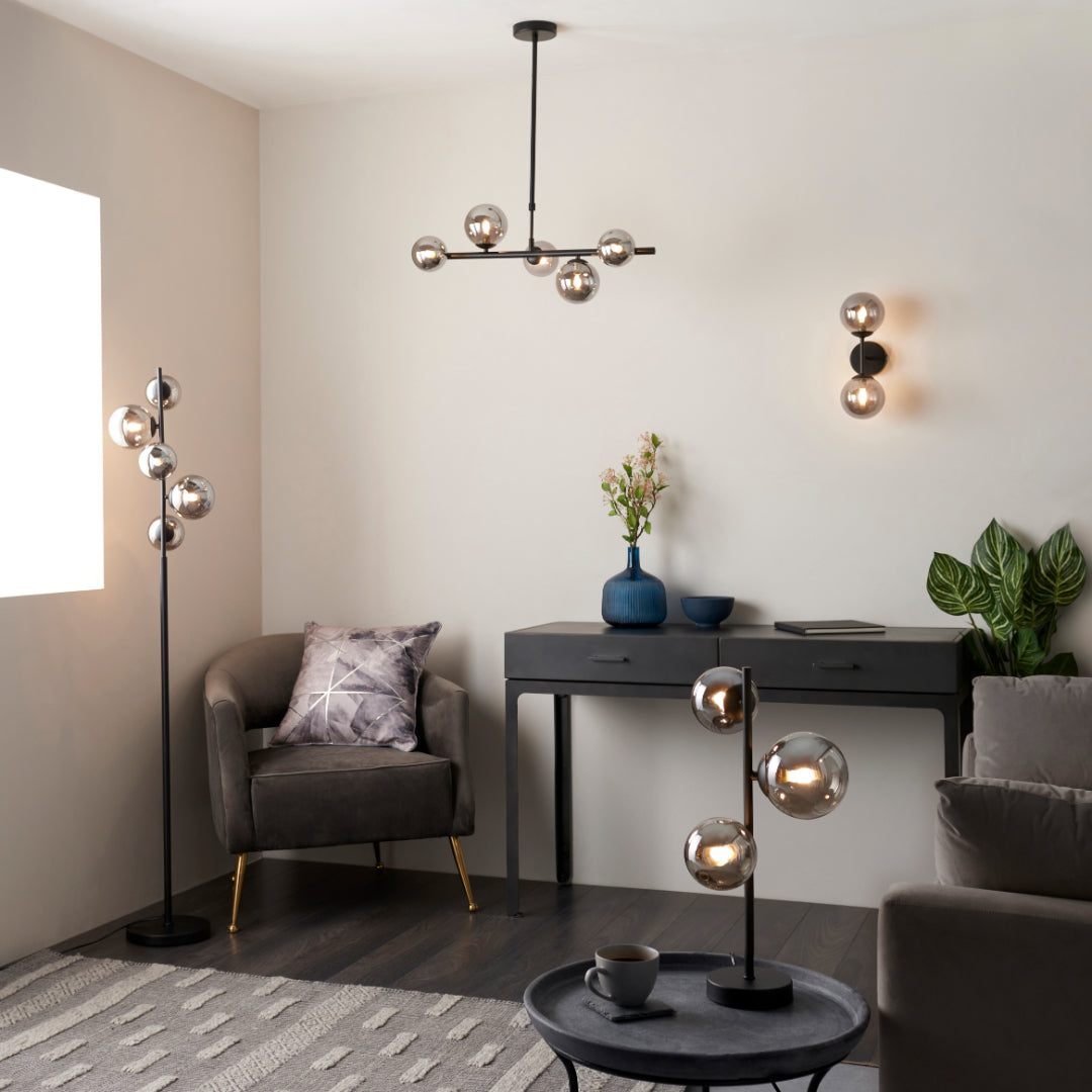 Reeko 5 Light Matte Black Ceiling Pendant - White Bear Furnishings