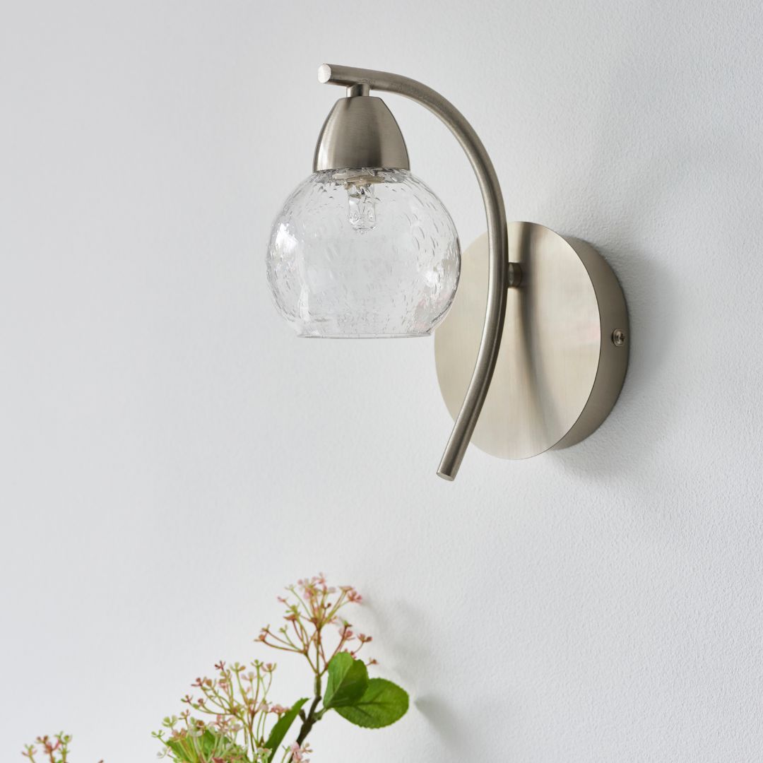 Callen Satin Nickel Wall Light - White Bear Furnishings