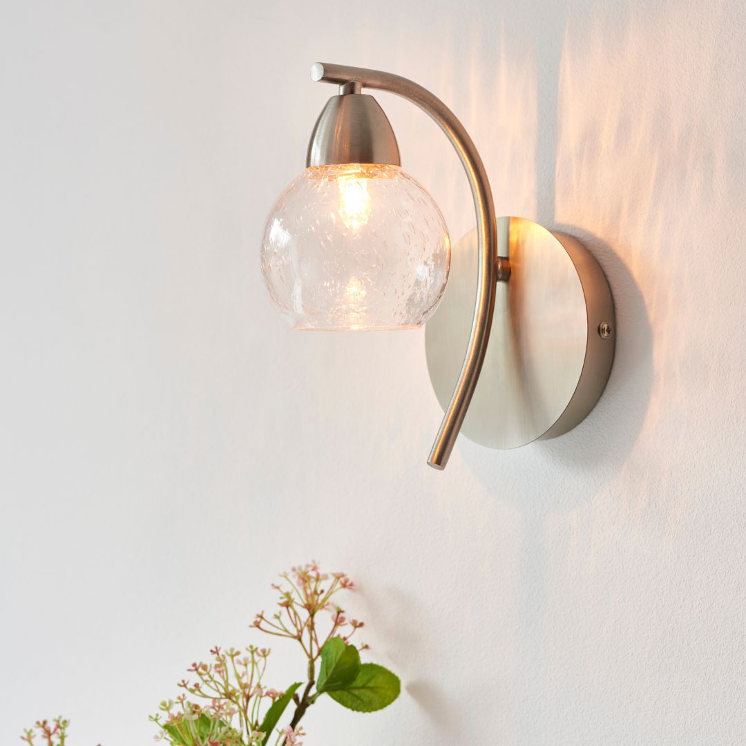 Callen Satin Nickel Wall Light - White Bear Furnishings