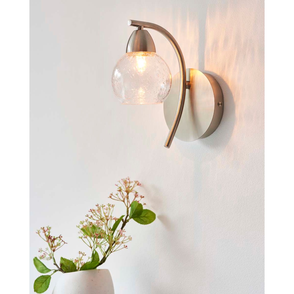 Callen Satin Nickel Wall Light - White Bear Furnishings