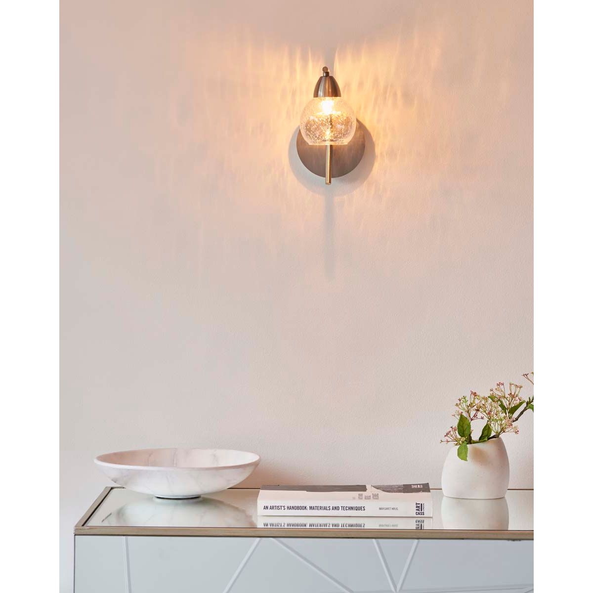 Callen Satin Nickel Wall Light - White Bear Furnishings