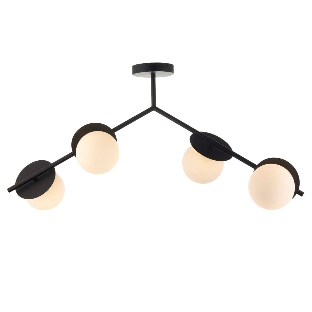 Satellite 4 Light Black Semi Flush Ceiling Light - White Bear Furnishings