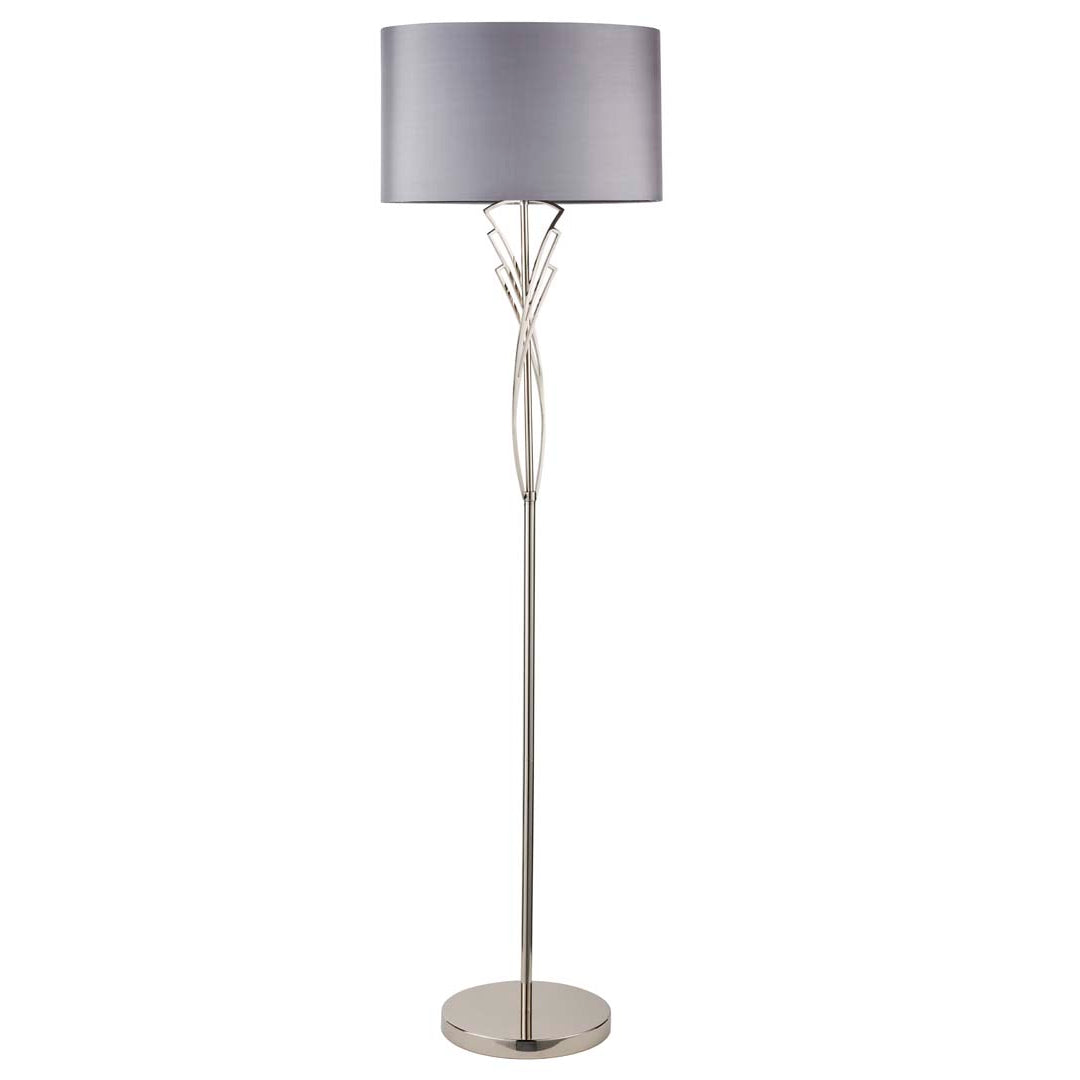 Lyla Satin Nickel Floor Lamp - White Bear Furnishings