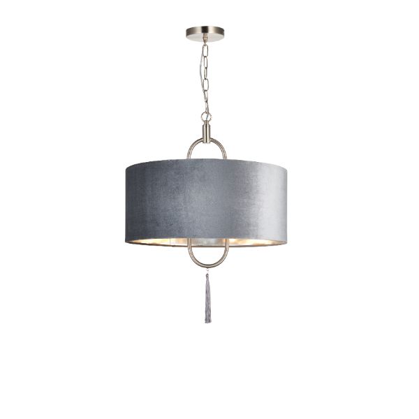 Tassel Satin Nickel Ceiling Pendant - White Bear Furnishings