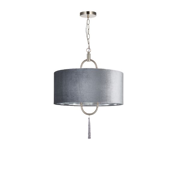 Tassel Satin Nickel Ceiling Pendant - White Bear Furnishings