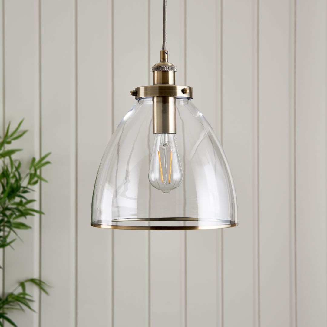 Brunswick Antique Brass Ceiling Pendant - White Bear Furnishings