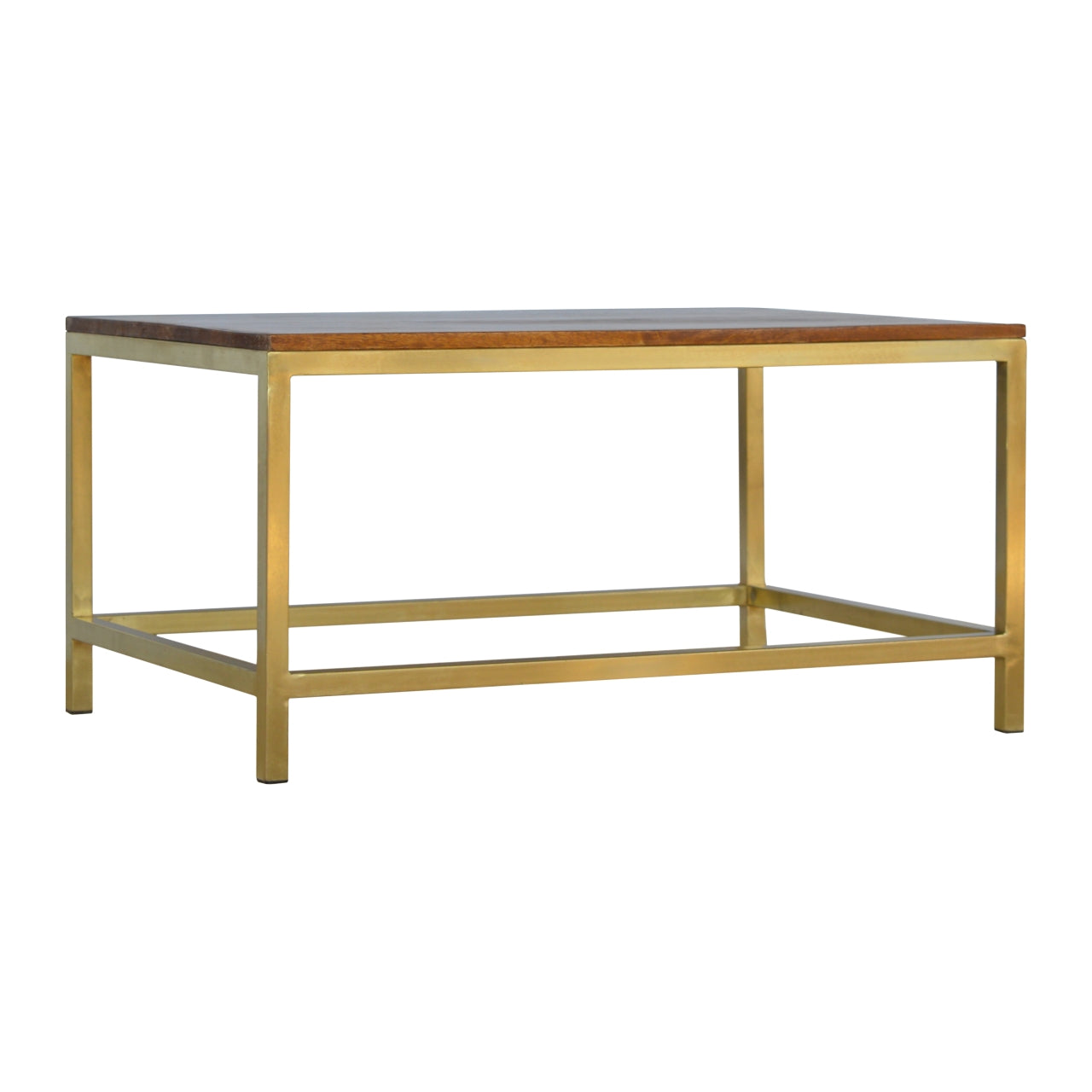 Handcrafted Artisanal Rectangle Gold Coffee Table - IN244