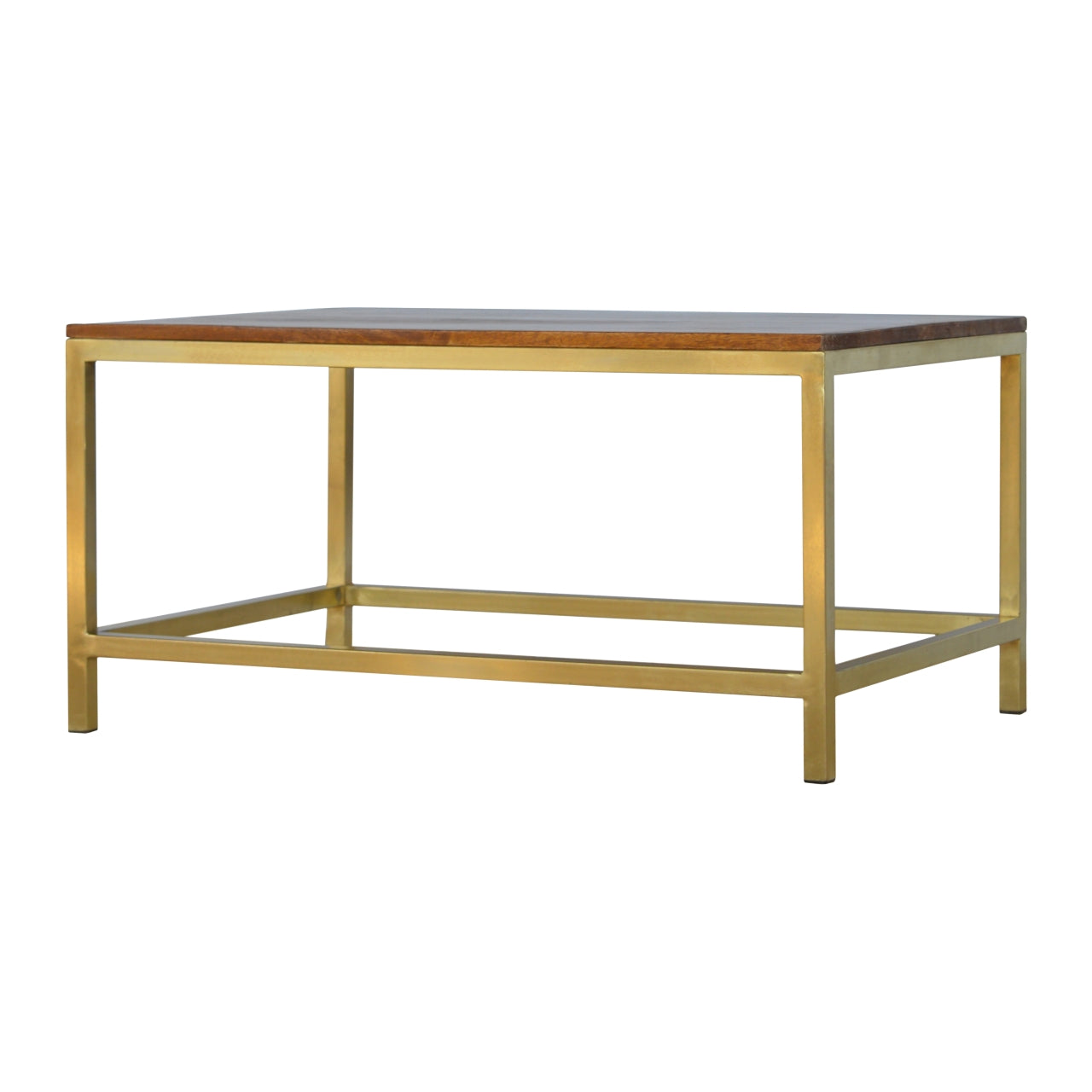 Handcrafted Artisanal Rectangle Gold Coffee Table - IN244
