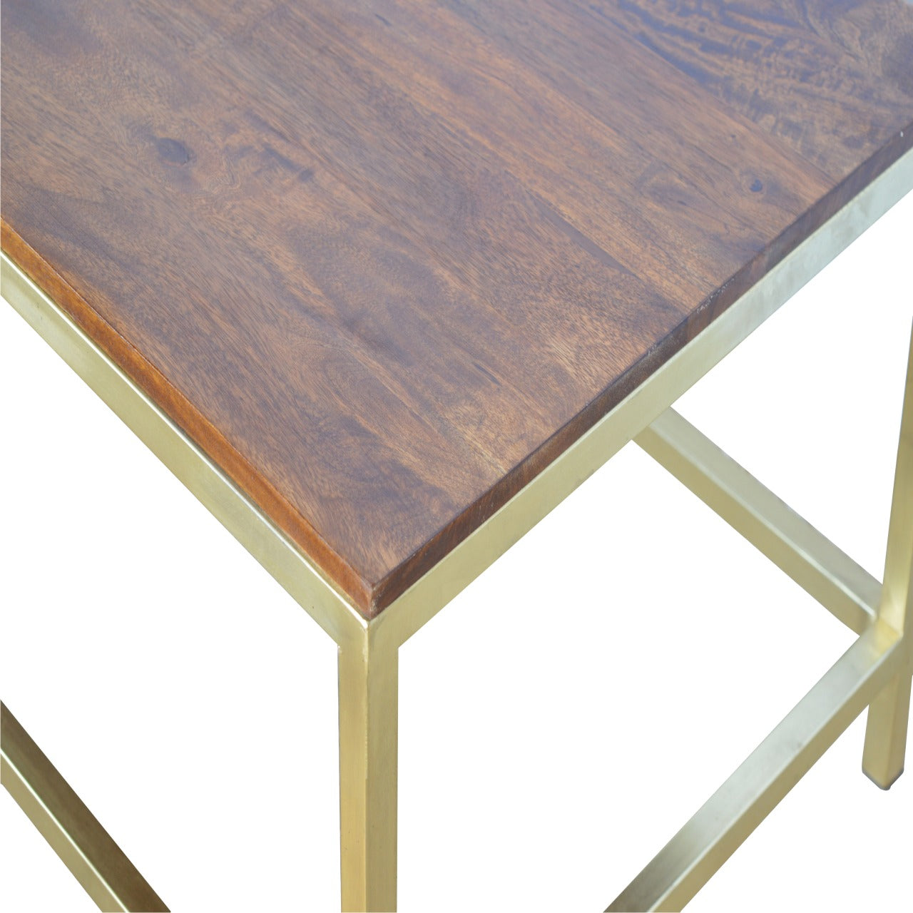 Handcrafted Artisanal Rectangle Gold Coffee Table - IN244