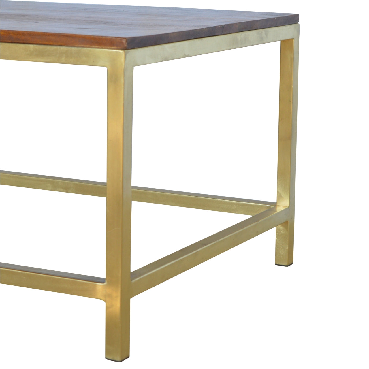 Handcrafted Artisanal Rectangle Gold Coffee Table - IN244