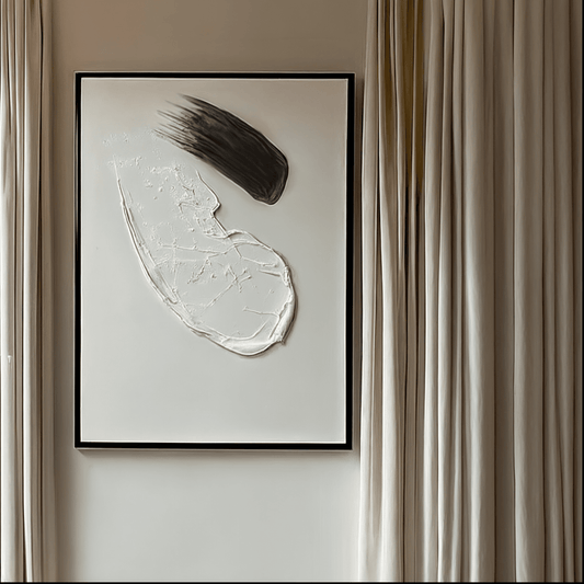 Regent Monochrome 3D Paint Stroke Effect Canvas Wall Art - I - White Bear Furnishings