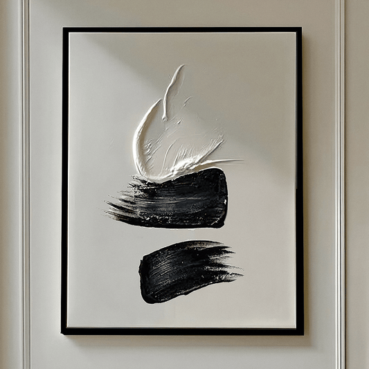 Regent Monochrome 3D Paint Stroke Effect Canvas Wall Art - II - White Bear Furnishings