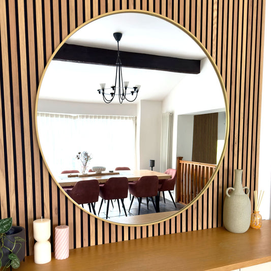Rei - Extra Large Round Gold Metal Circle Mirror - 120cm x 120cm - White Bear Furnishings