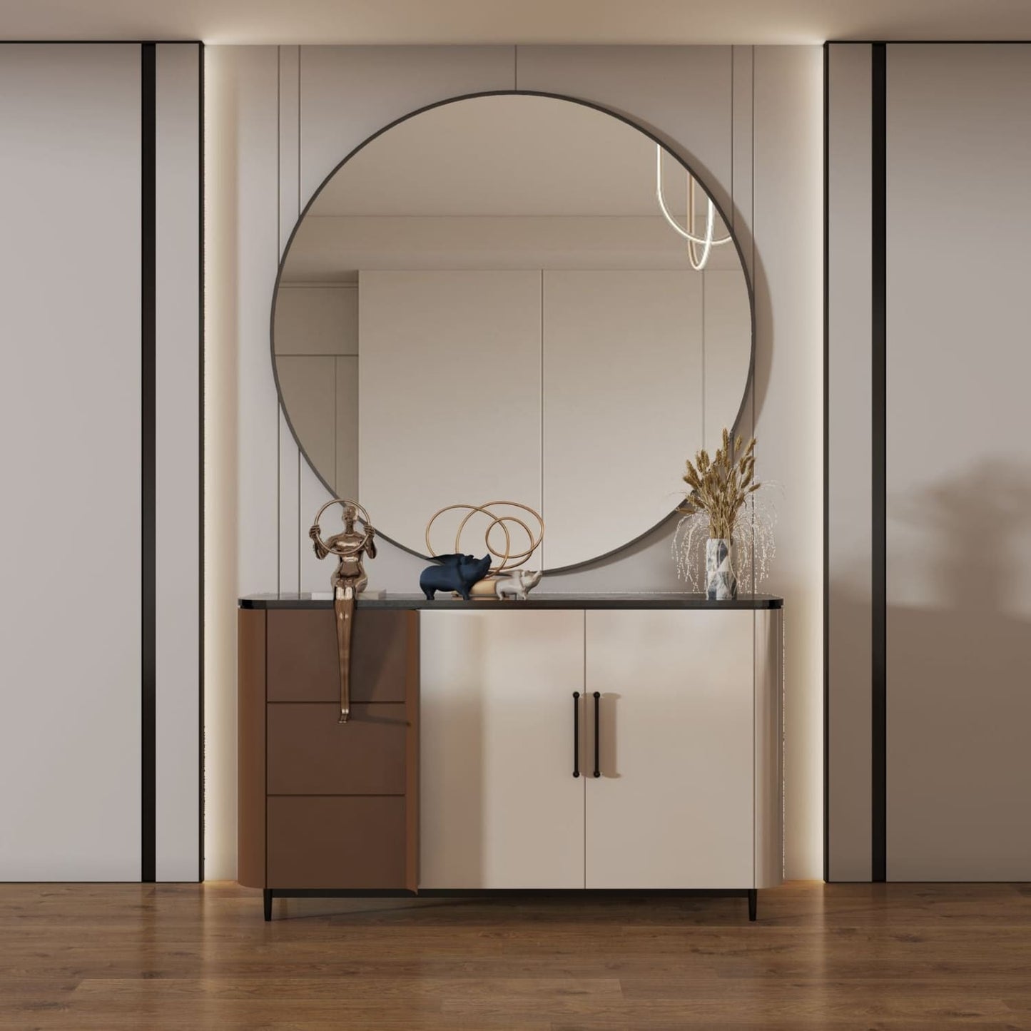Rei - Extra Large Round Gold Metal Circle Mirror - 120cm x 120cm