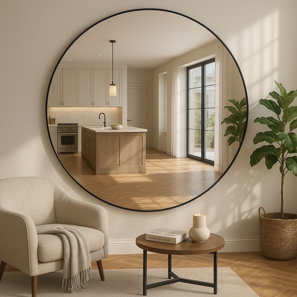 Rei - Large Round Black Metal Circle Mirror - 180cm x 180cm - White Bear Furnishings