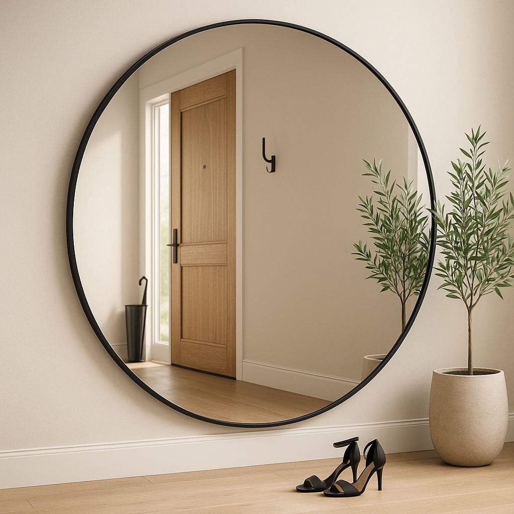 Rei - Large Round Black Metal Circle Mirror - 180cm x 180cm - White Bear Furnishings