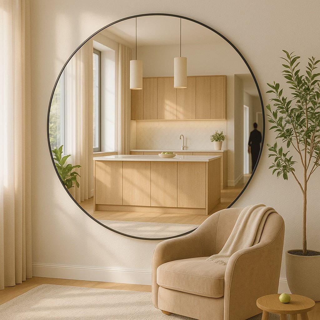 Rei - Large Round Black Metal Circle Mirror - 180cm x 180cm - White Bear Furnishings