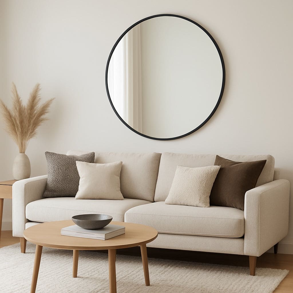 Rei - Round Black Metal Circle Mirror - 70cm x 70cm - White Bear Furnishings