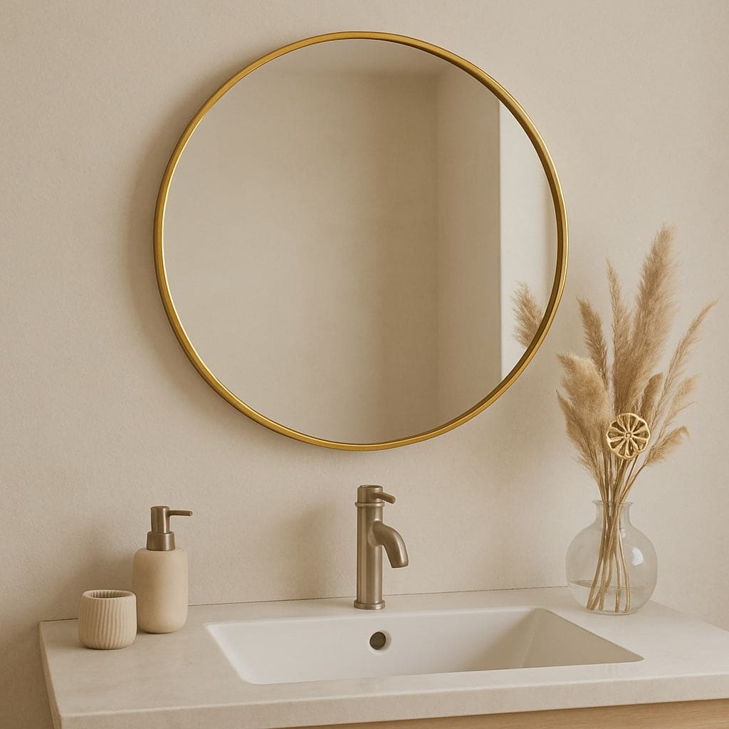 Rei - Round Gold Metal Circle Mirror - 50cm x 50cm - White Bear Furnishings