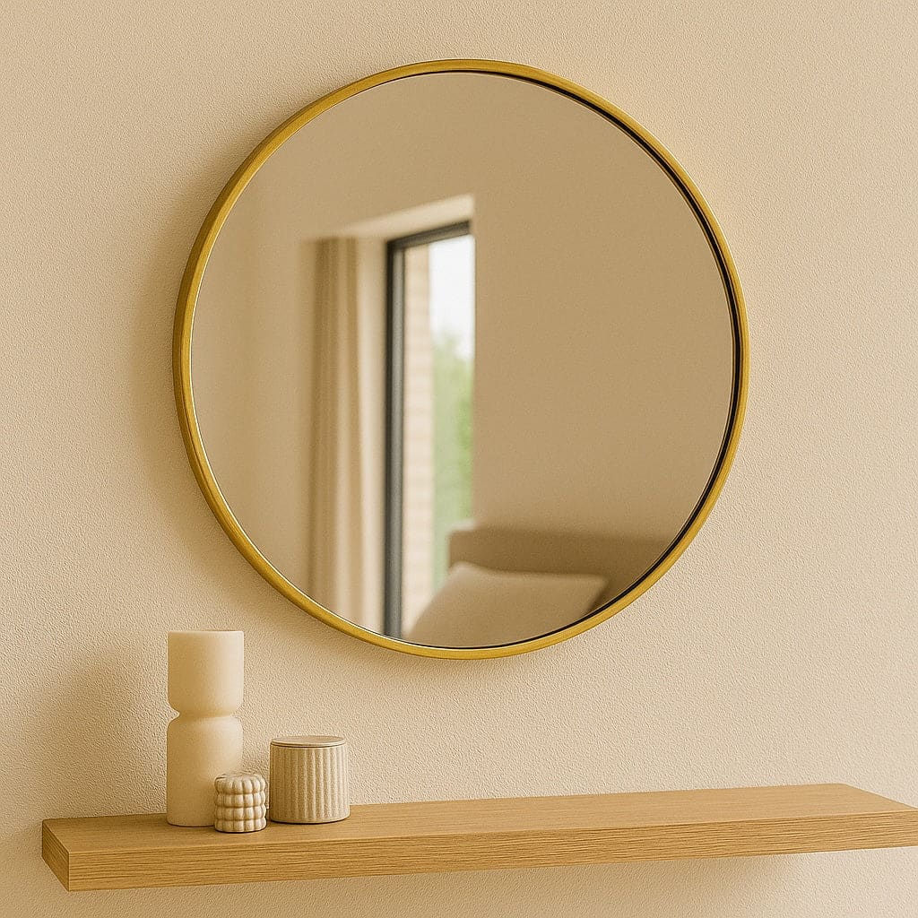 Rei - Round Gold Metal Circle Mirror - 50cm x 50cm - White Bear Furnishings