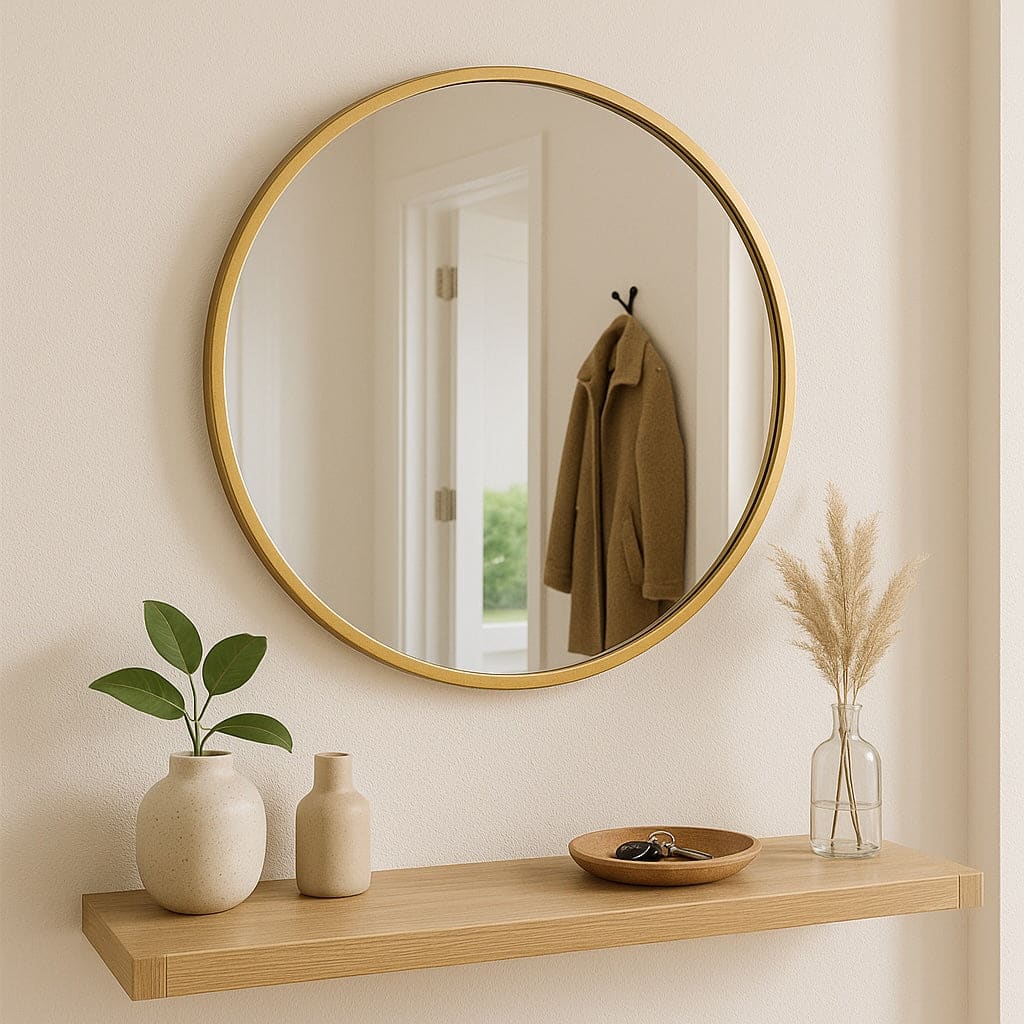 Rei - Round Gold Metal Circle Mirror - 50cm x 50cm - White Bear Furnishings