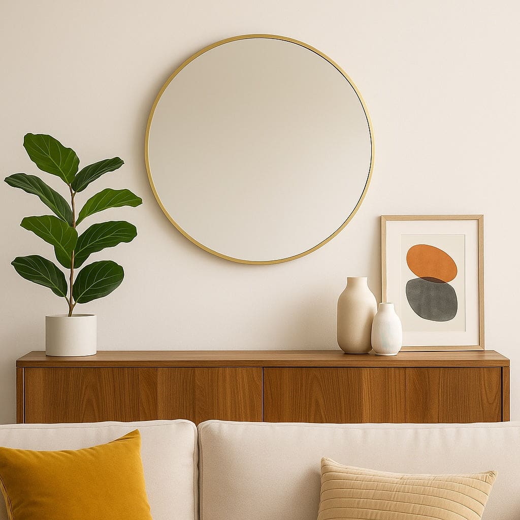 Rei - Round Gold Metal Circle Mirror - 70cm x 70cm - White Bear Furnishings