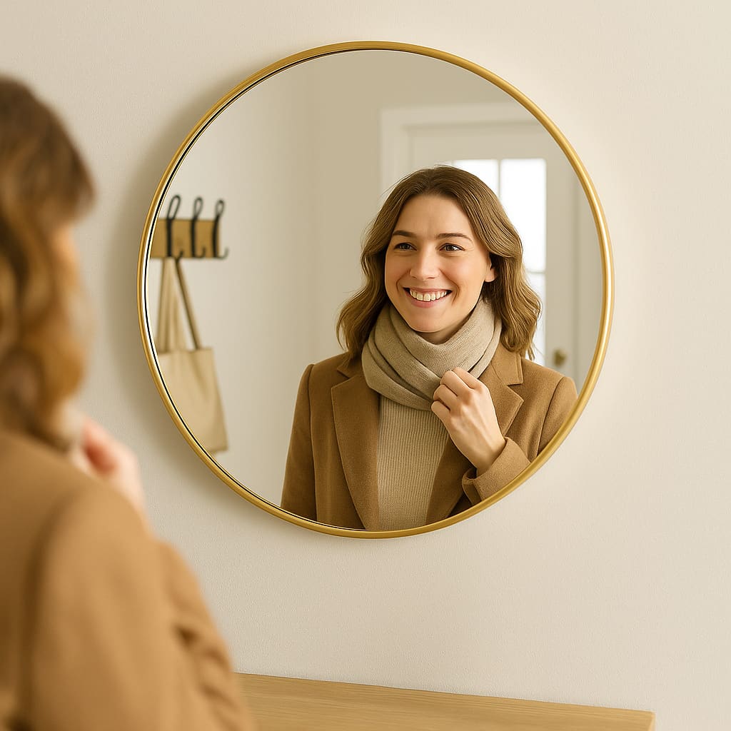 Rei - Round Gold Metal Circle Mirror - 70cm x 70cm - White Bear Furnishings