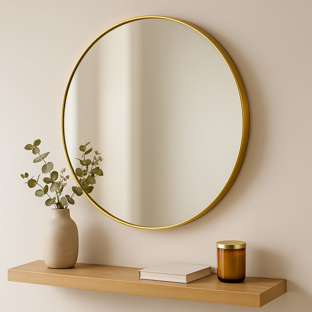 Rei - Round Gold Metal Circle Mirror - 70cm x 70cm - White Bear Furnishings