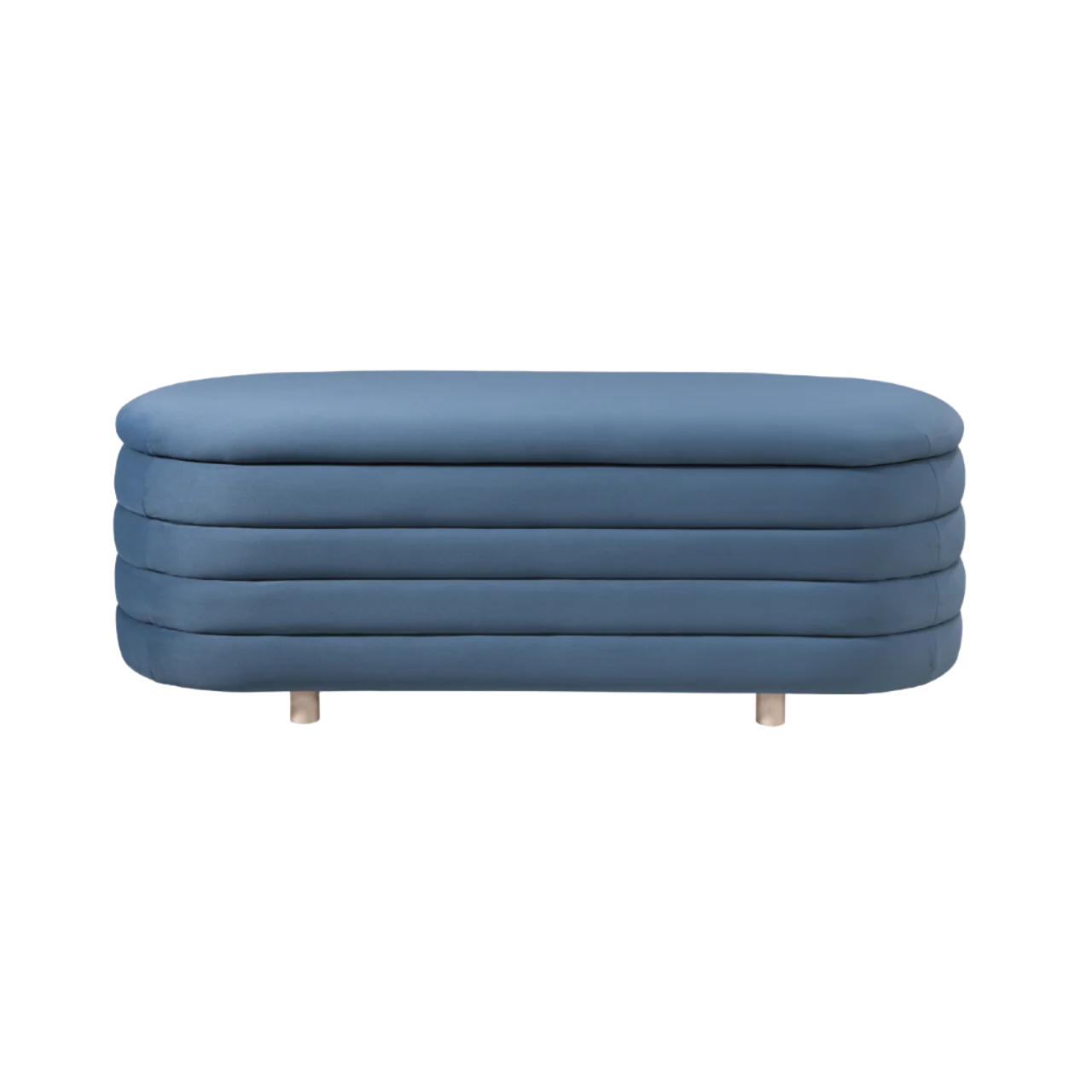 Ripple Storage Oval Velvet Upholstered Ottoman Bench in Blue - SS-R-OV-V-BL