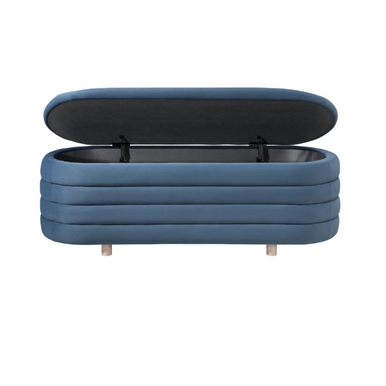 Ripple Storage Oval Velvet Upholstered Ottoman Bench in Blue - SS-R-OV-V-BL