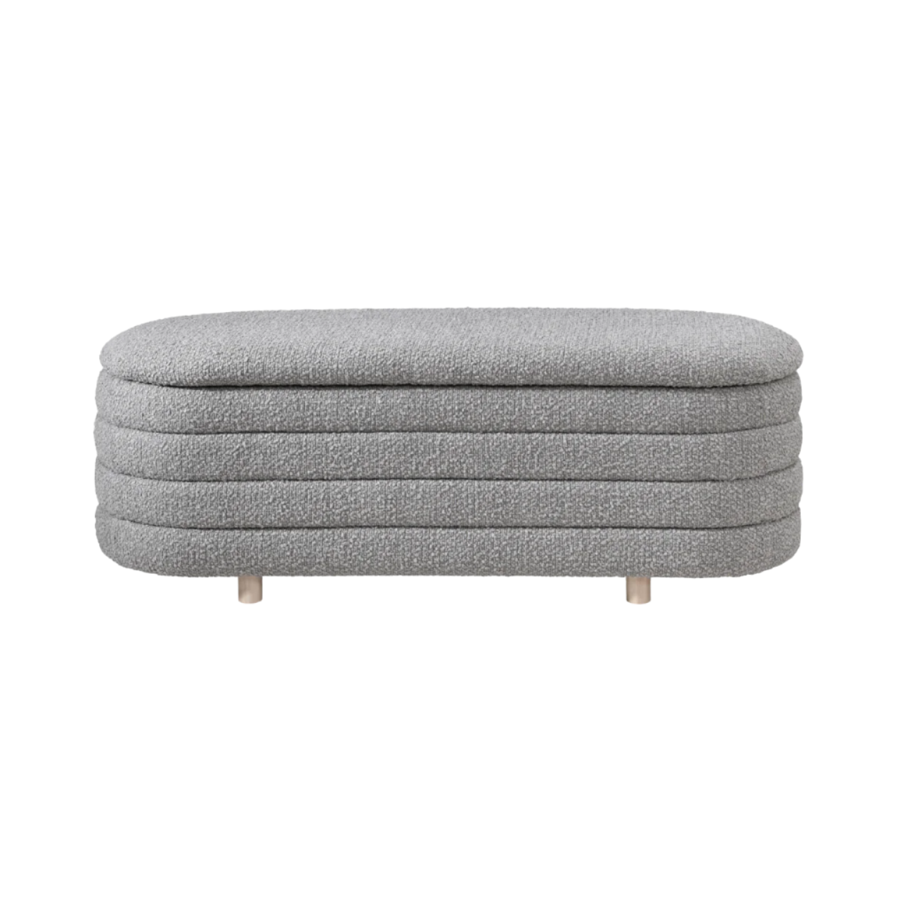 Ripple Storage Oval Bouclé Upholstered Bench Ottoman in Grey - SS-R-OV-C-DO