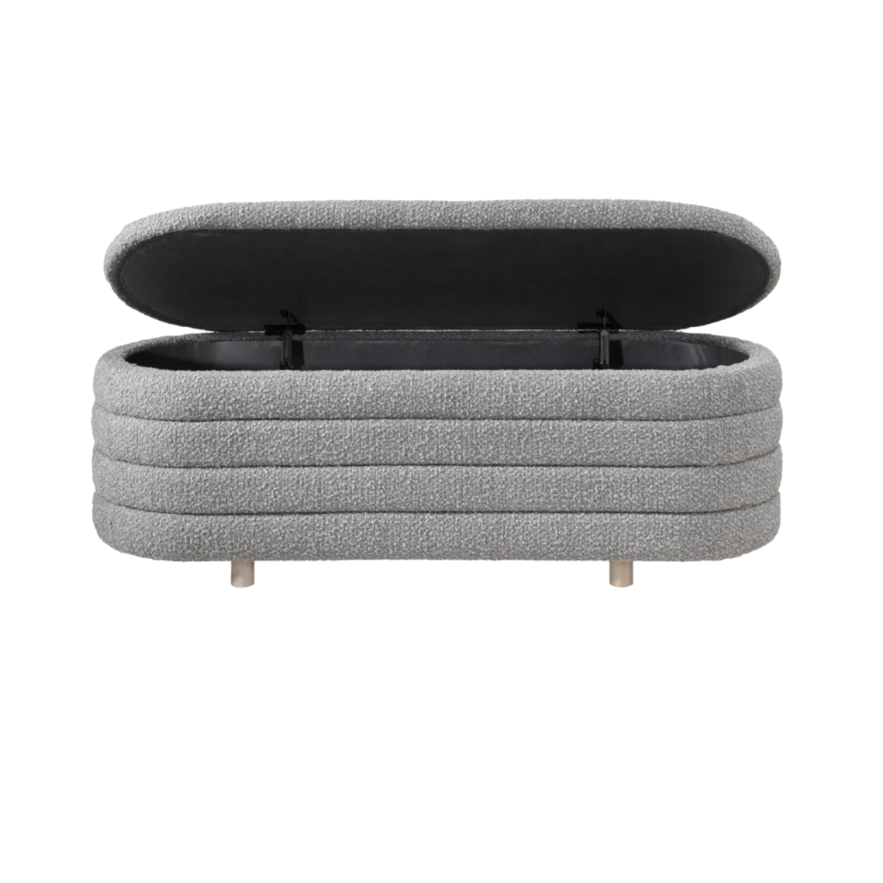 Ripple Storage Oval Bouclé Upholstered Bench Ottoman in Grey - SS-R-OV-C-DO