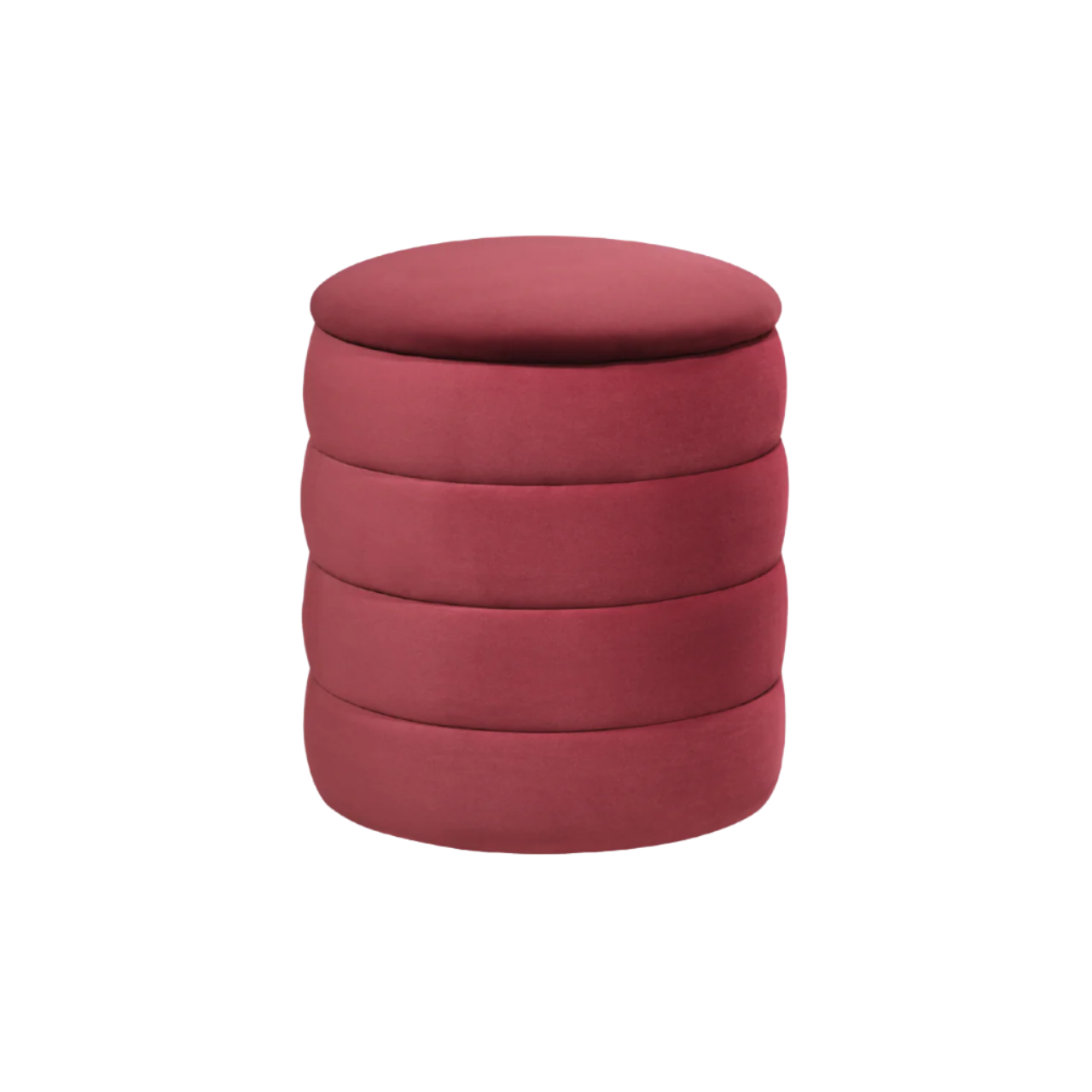 Ripple Ribbed Velvet Cylindrical Accent Chair Stool in Burgundy - S-R-RO-V-BU