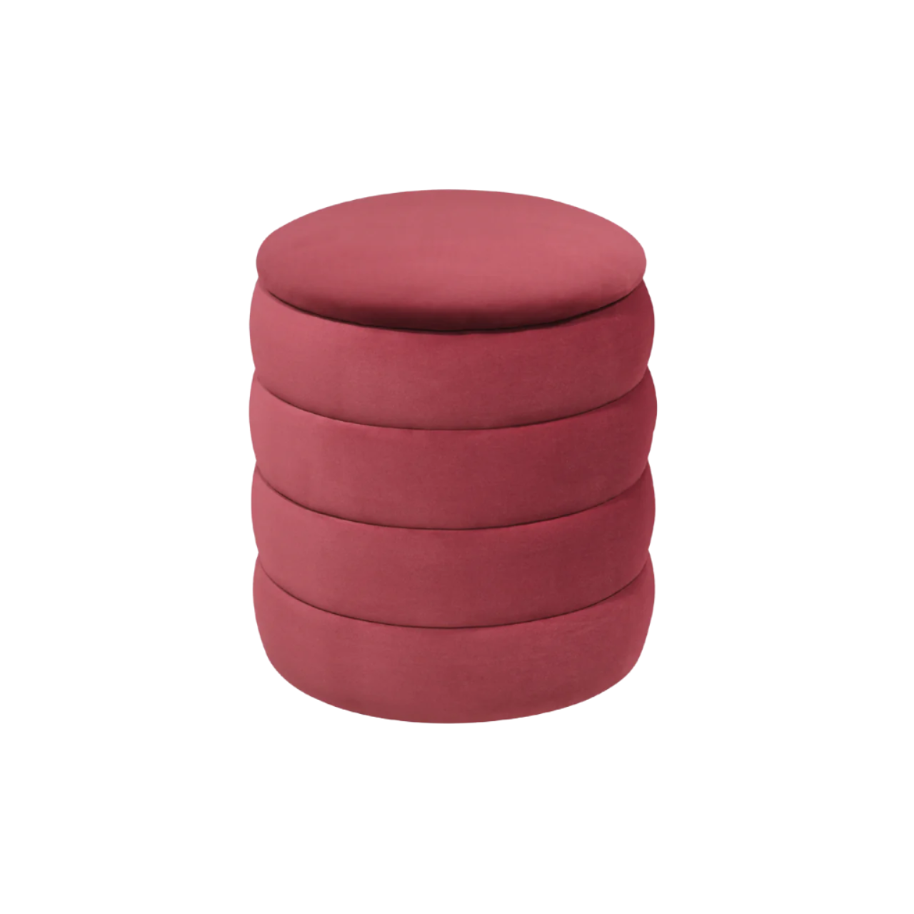 Ripple Ribbed Velvet Cylindrical Accent Chair Stool in Burgundy - S-R-RO-V-BU