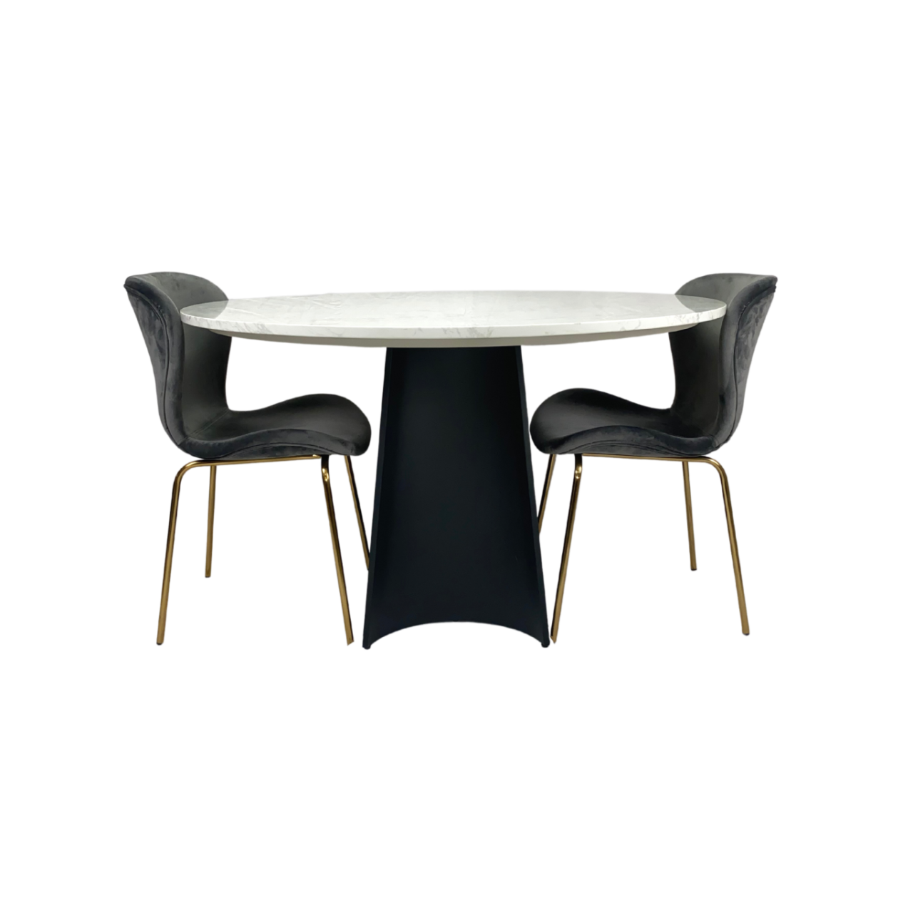 Twenty 10 Designs Rosemary Round Dining Table - Black & White Marble - DT-R-BB-TWM-120