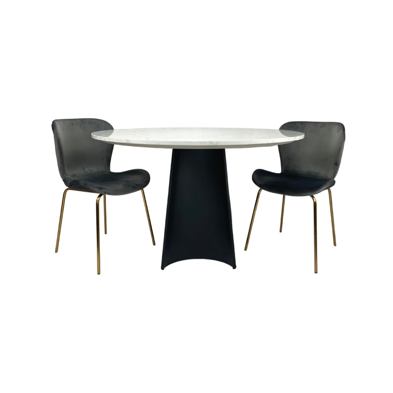 Twenty 10 Designs Rosemary Round Dining Table - Black & White Marble - DT-R-BB-TWM-120