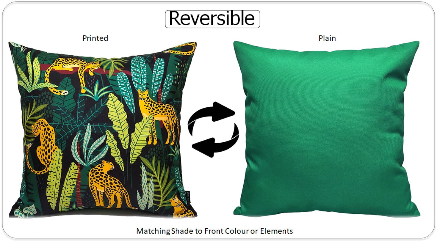 Safari Outdoor Waterproof Cushions 43x43cm Premium Comfort Durable Hollow-Fibre Filled Water-Resistant Stylish Decor for Patio Garden Beach Travel by OLIVIA ROCCO - White Bear Furnishings