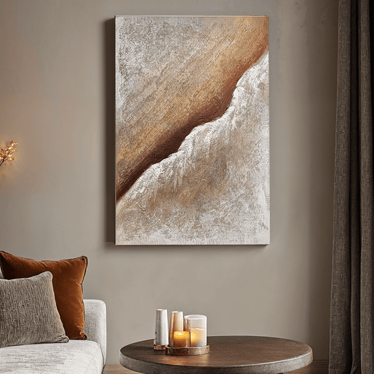 Sanctuary Neutral Textured Abstract Canvas Wall Art - White Bear Furnishings