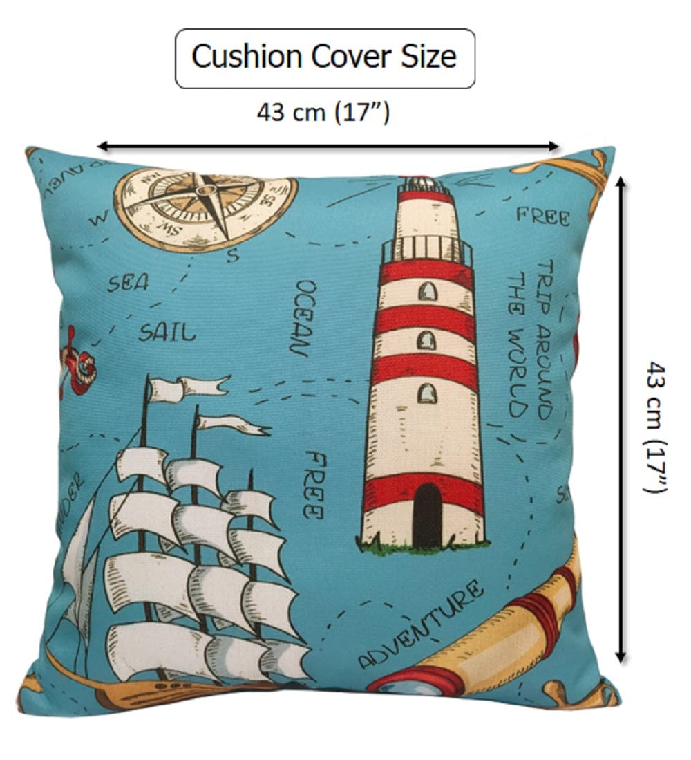Seaside Coastal Style Water Resistant Patio Garden Cushions 17 x 17 Inches Durable Decorative Throw Pillows for Indoor Outdoor Use by OLIVIA ROCCO - White Bear Furnishings