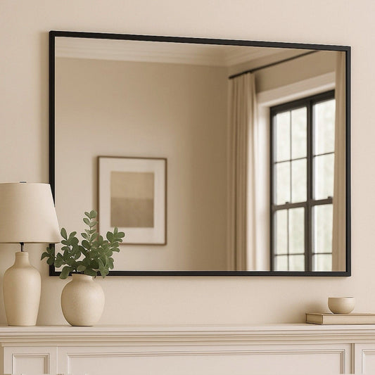 Takara - Black Metal Rectangle Mirror - 120cm x 95cm - White Bear Furnishings