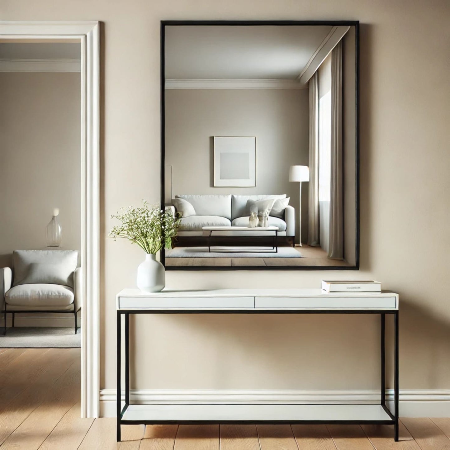 Takara - Black Metal Rectangle Mirror - 120cm x 95cm