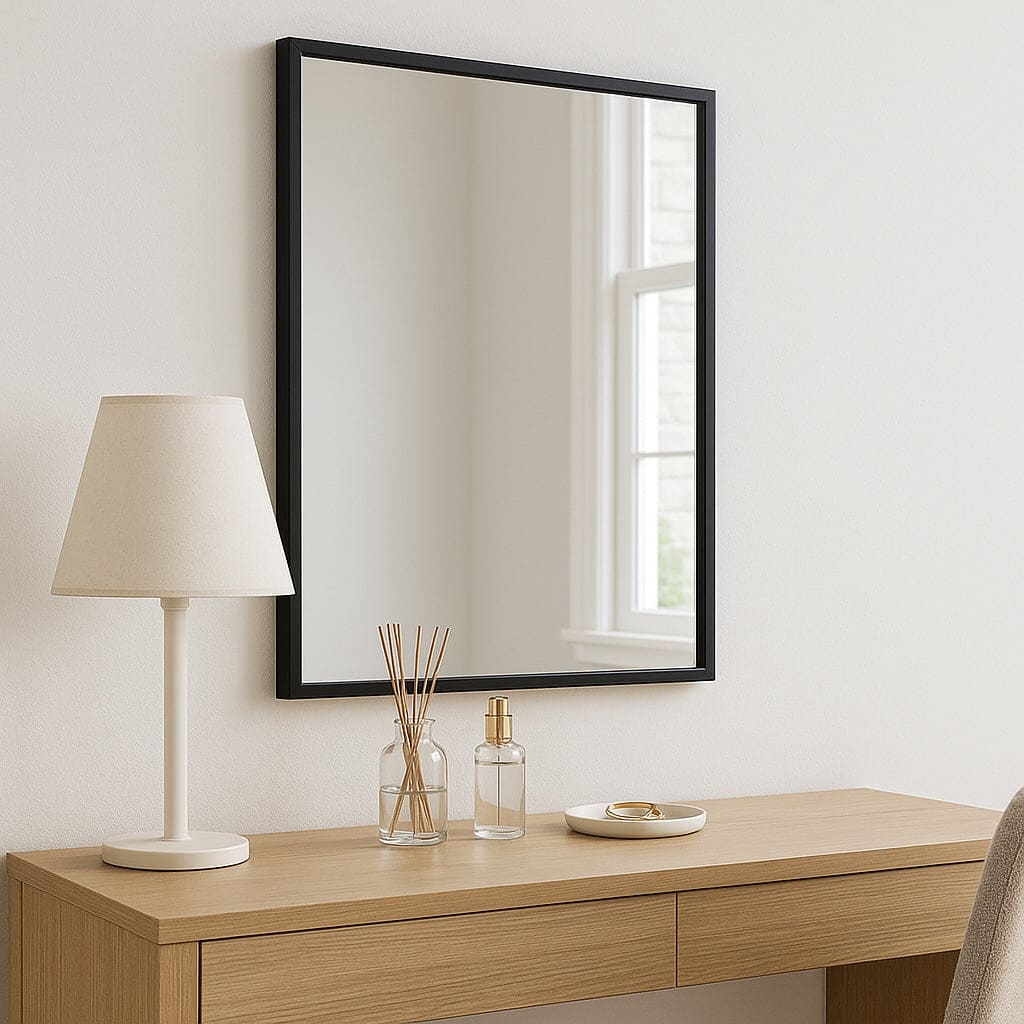 Takara - Black Metal Rectangle Mirror - 70cm x 50cm - White Bear Furnishings