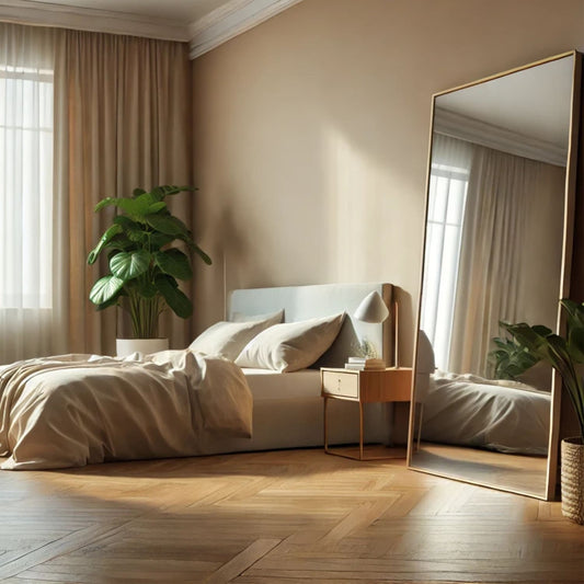 Takara - Full Length Leaner Gold Metal Rectangle Mirror - 180cm x 105cm - White Bear Furnishings