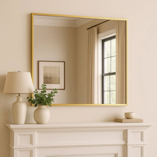 Takara - Gold Metal Rectangle Mirror - 120cm x 95cm - White Bear Furnishings