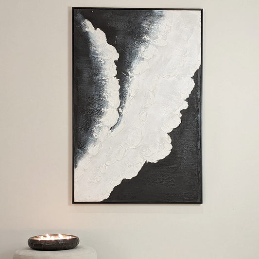 Tilford Monochrome Beach Waves Textured Canvas Wall Art - White Bear Furnishings