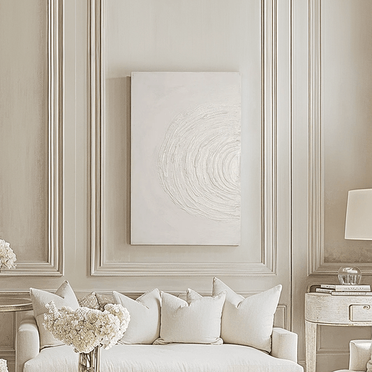 Tilly Cream Half Moon Textured Canvas Wall Art - White Bear Furnishings